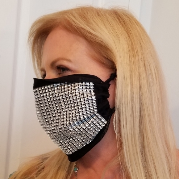 Black rhinestone face mask - Picture 3 of 8